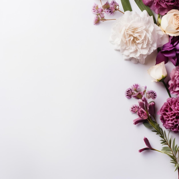 Banner de fondo blanco con flores en la frontera