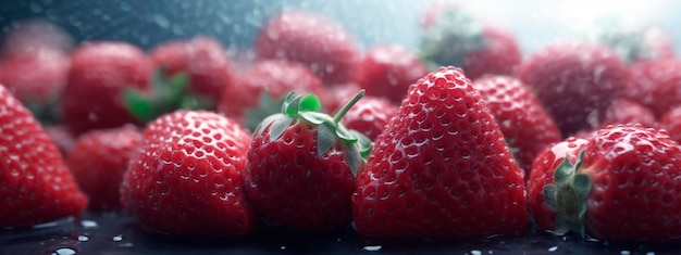 Banner de fresas maduras rojas Ai generativo