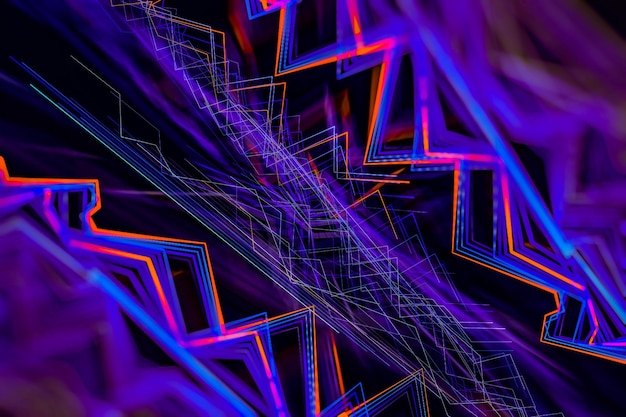 Foto banner futurista de alta tecnologia data science abstrato tecnológico em cores vibrantes com ondas borradas