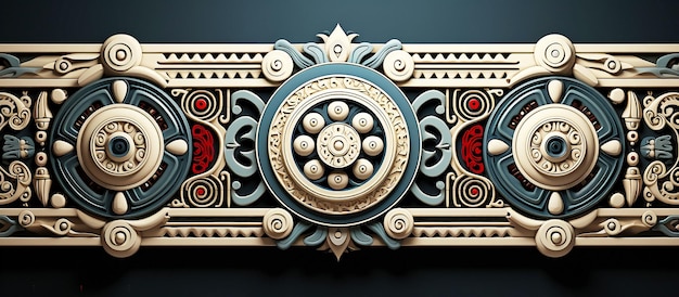 Banner geprägtes ethnisches Vintage-3D-Muster auf hellem Hintergrund im Boho-Mexiko-Azteken-Stil