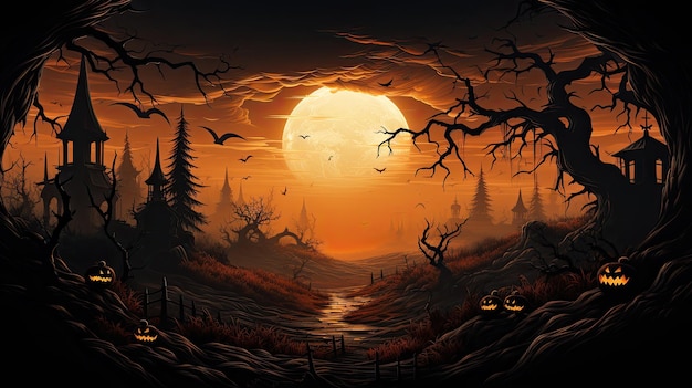 Banner de Halloween Fondo de pantalla de Feliz Halloween generado por IA