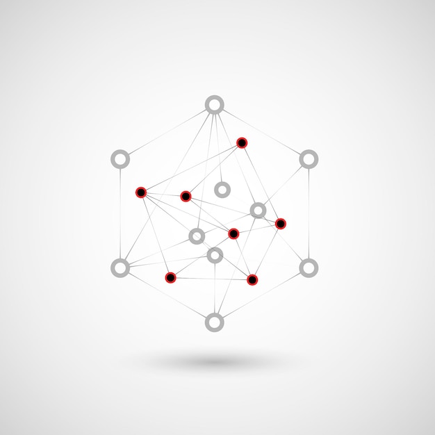 Banner hexagonal brilhante vetorial com estilo plástico para design de negócios Vetor conecta pontos e linhas