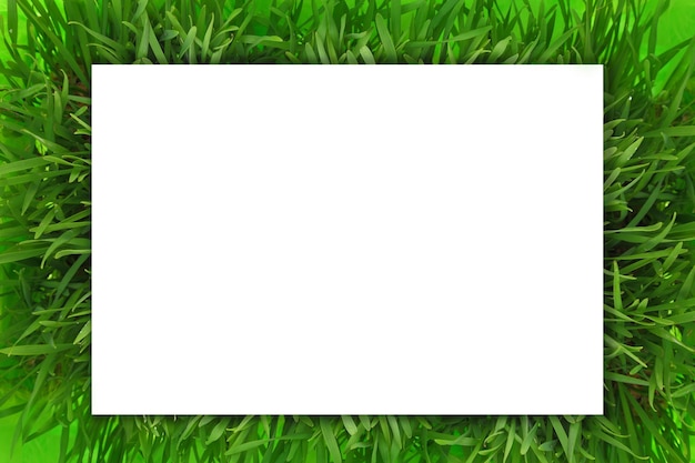 Banner horizontal branco em branco na grama verde