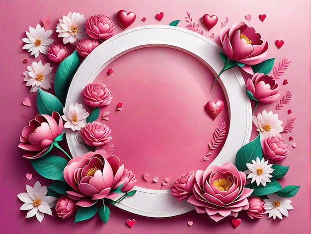 Banner horizontal lugar rosa para el texto feliz día de San Valentín venta o plantilla de cupón con corazones y