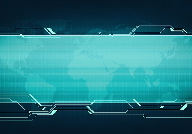 Foto banner de interfaz de usuario virtual de tecnología de negocios azul