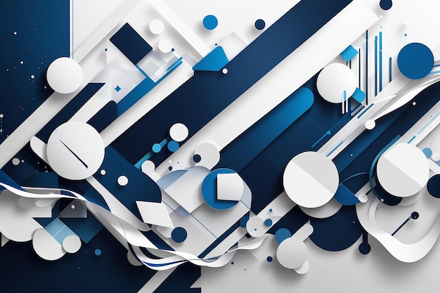 Banner largo abstrato moderno branco e azul com formas geométricas ilustração vetor de fundo abstrato azul escuro e branco