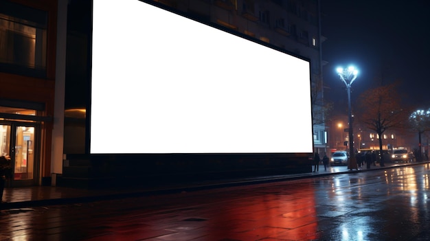 Foto banner leere weiße plakatmockup in der stadt in der nacht werbung weiße bildschirmkopie platz