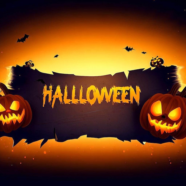 Banner lindo e misterioso de Halloween com espaço para colocar texto