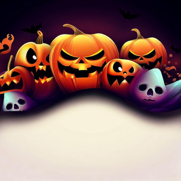 Banner lindo e misterioso de Halloween com espaço para colocar texto