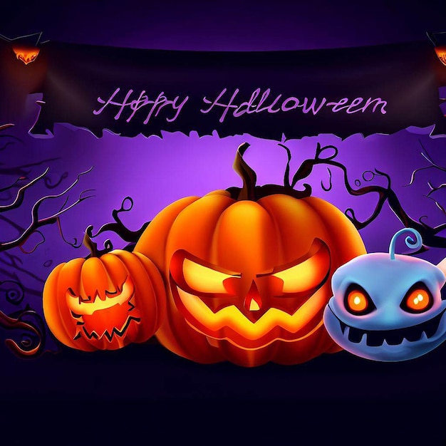 Banner lindo e misterioso de Halloween com espaço para colocar texto