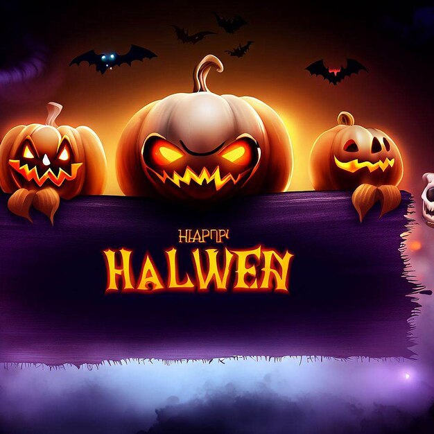 Banner lindo e misterioso de Halloween com espaço para colocar texto