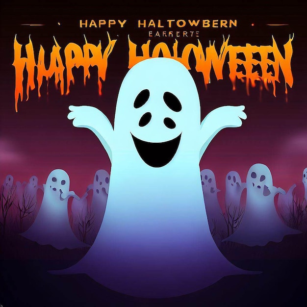 Banner lindo e misterioso de Halloween com espaço para colocar texto