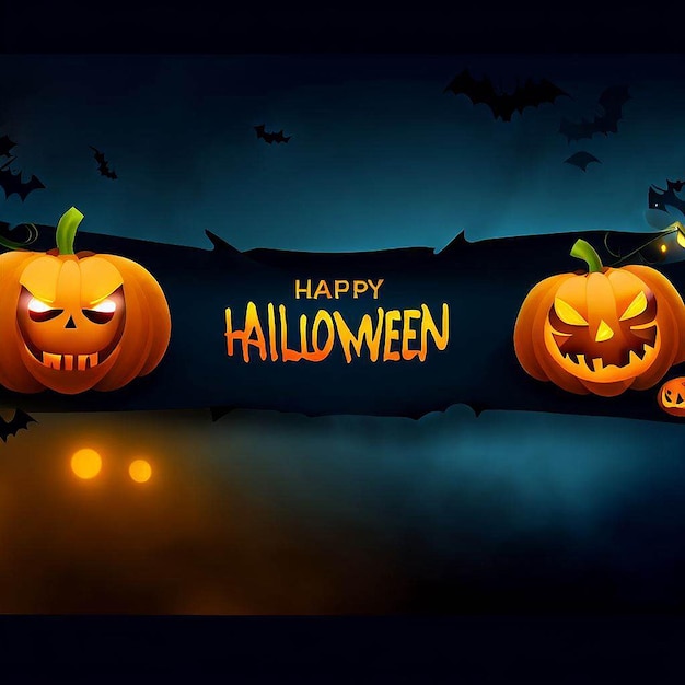 Banner lindo e misterioso de Halloween com espaço para colocar texto