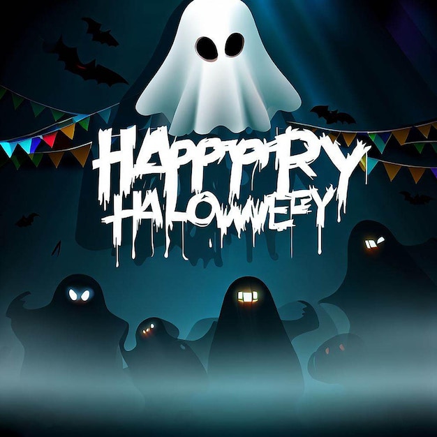 Banner lindo e misterioso de Halloween com espaço para colocar texto