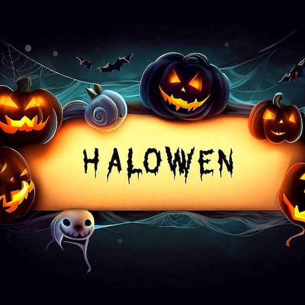 Banner lindo e misterioso de Halloween com espaço para colocar texto