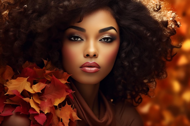 Banner de maquillaje caprichoso de belleza de otoño con elegancia negra