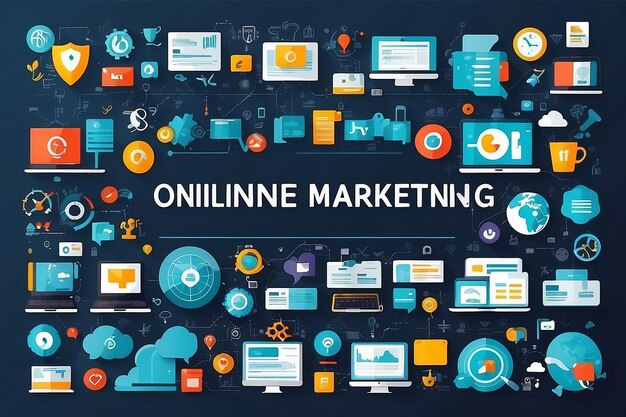 Banner de marketing digital icono web para negocios y medios sociales marketing de contenido sitio web de marketing