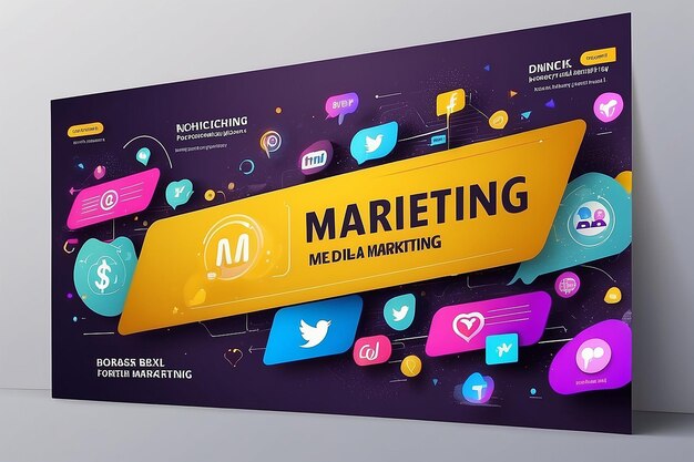 Foto banner de marketing en las redes sociales diseño de la portada agencia de marketing digital