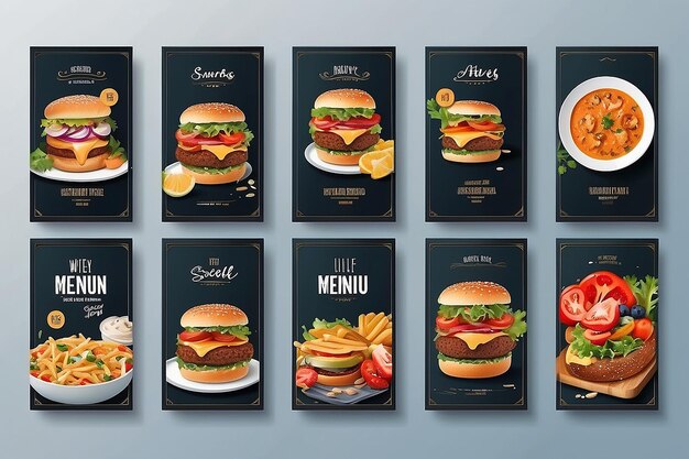 Foto banner de menú de comida publicación en redes sociales plantillas de redes sociales editables para promociones en el menú de alimentos