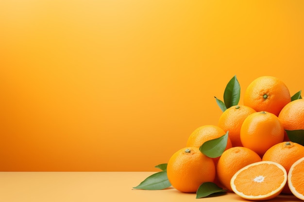 Banner mit orangefarbenen Früchten, Essen, Sommer, Generieren von KI