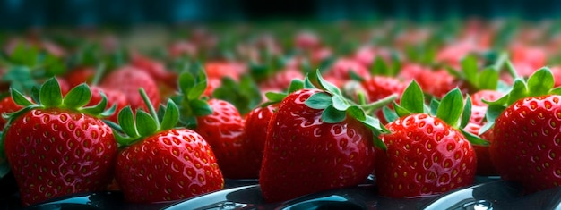 Banner mit roten reifen Erdbeeren Generative KI