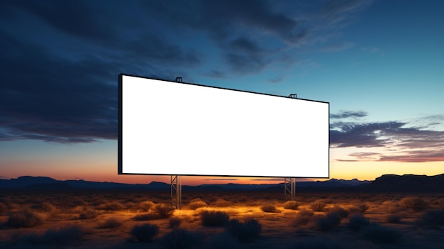 Foto banner modelo de outdoor branco na cidade à noite anunciando espaço de cópia de tela branca