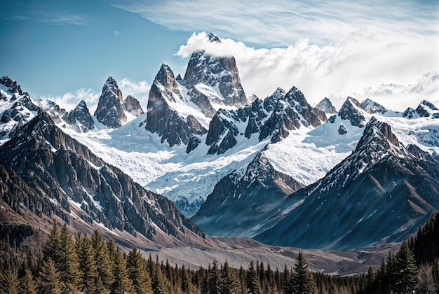 Banner de montañas nevadas IA generativa