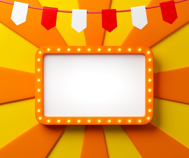 Foto banner naranja de renderizado 3d con espacio de copia para texto o mensaje