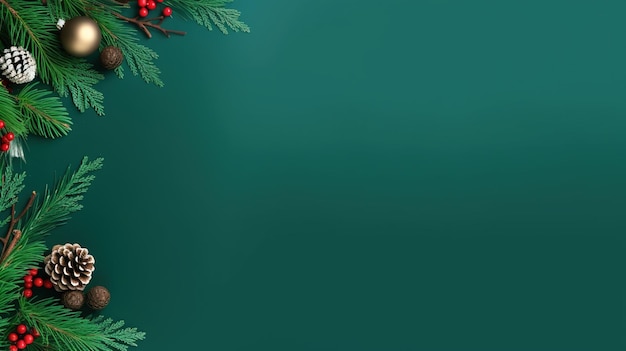 Banner de Navidad con espacio en blanco para texto fondo verde