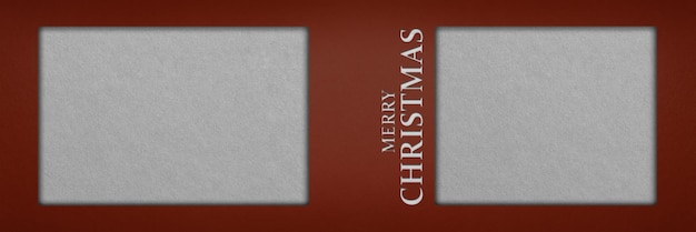 Banner de Navidad o diseño de vacaciones de tarjetas para tarjetas de felicitación Fondo rojo Papel 3d Texto de Feliz Navidad