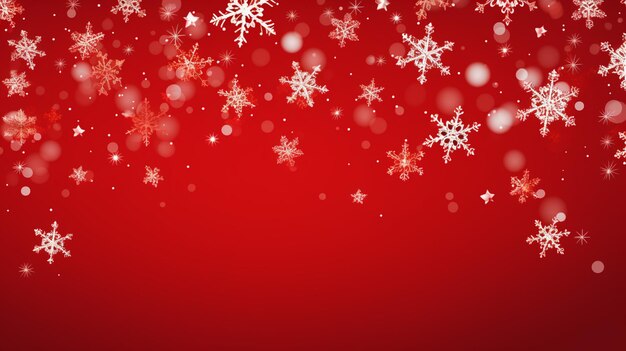 Banner de navidad rojo con copos de nieve Feliz Navidad y feliz año nuevo banner de saludo Fondo de año nuevo horizontal encabezados carteles tarjetas sitio web