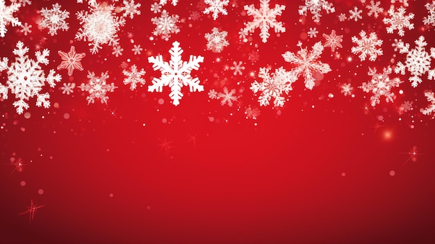 Banner de navidad rojo con copos de nieve Feliz Navidad y feliz año nuevo banner de saludo Fondo de año nuevo horizontal encabezados carteles tarjetas sitio web