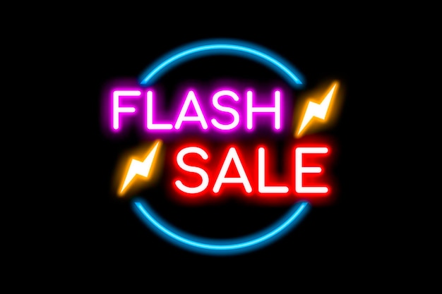 Foto banner de neón de venta flash.