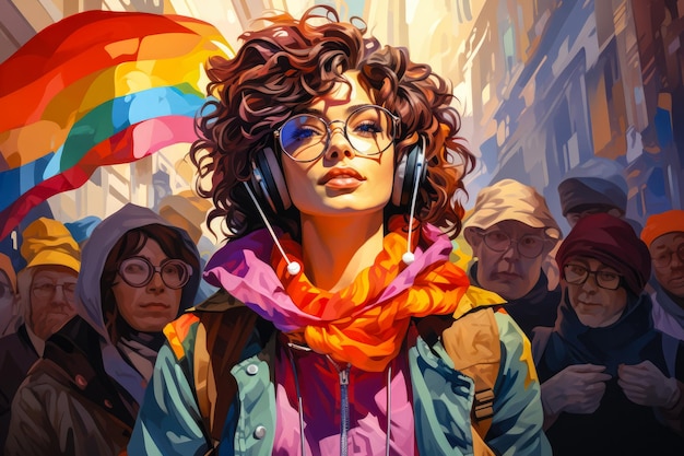 Banner o fondo vectorial de ilustración de ilustraciones que representa a la comunidad lesbiana con personas diversas