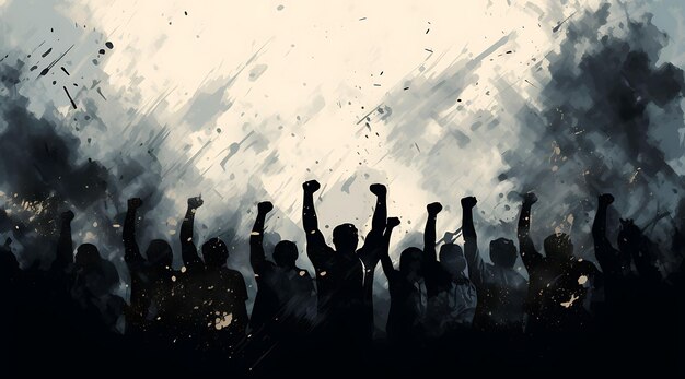 Banner of Black Lives Matter Fists Bold Black and White Blurred Protes Design Art 2D Clipart Ideas