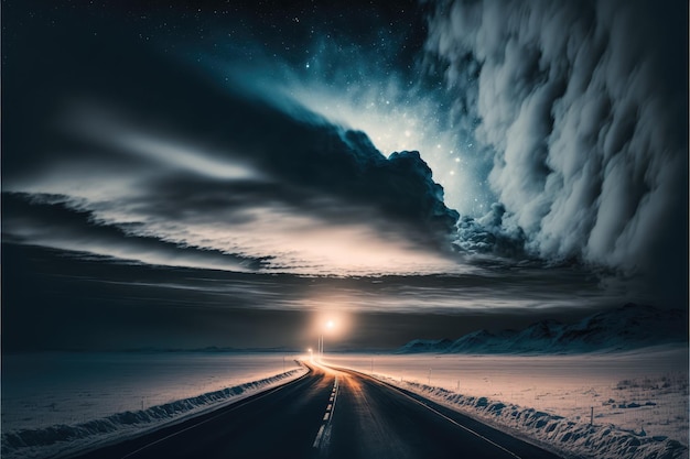 Banner de paisaje de carretera de carretera la ruta perfecta para la carrera generativa ai