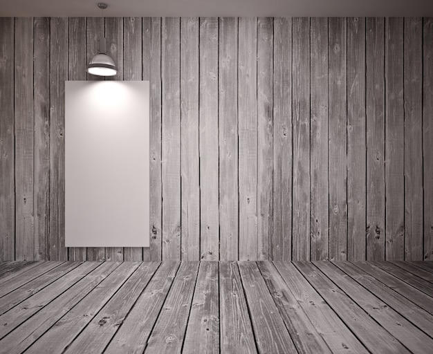 Banner en pared de madera con lámparas, interior moderno