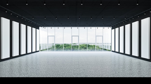 Banner en la pared, renderizado 3 D interior moderno vacío