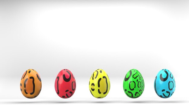 Banner de Pascua feliz Huevos de Pascua con un patrón de color sobre un fondo blanco