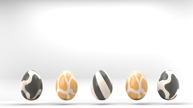 Banner de Pascua feliz Huevos de Pascua con un patrón dorado nft sobre un fondo blanco