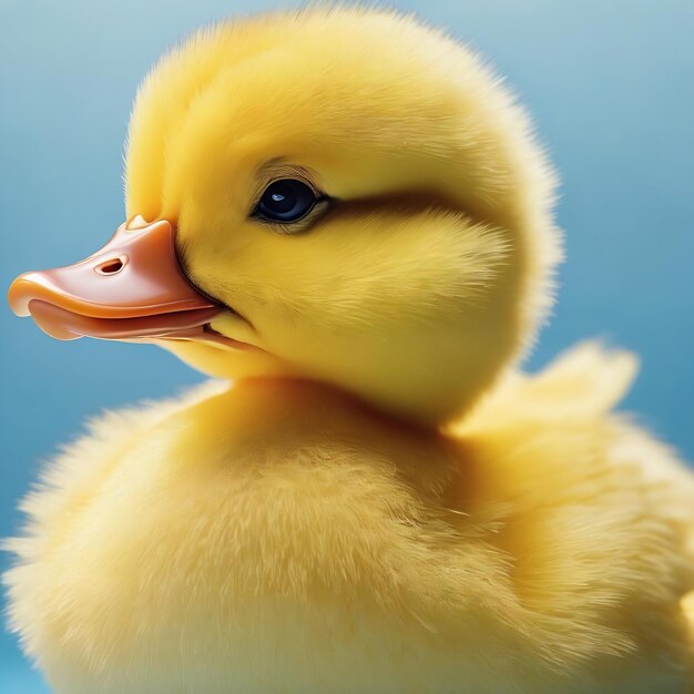 Foto banner pato de brinquedo amarelo para banho no espaço de cópia de fundo azul