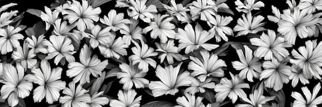 Banner de patrón de flores en blanco y negro ai generado fondo natural