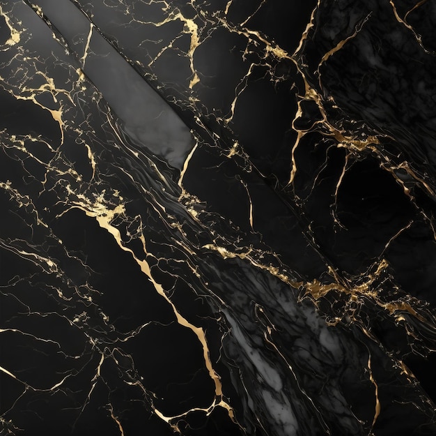 Foto banner de piedra de mármol negro y dorado premium para decoración de interiores ai generativo