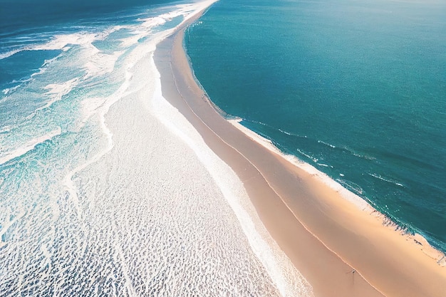 Banner de plantilla de vacaciones de vacaciones de verano de escena de playa aérea relajante Vista superior de drones aéreos perfectos