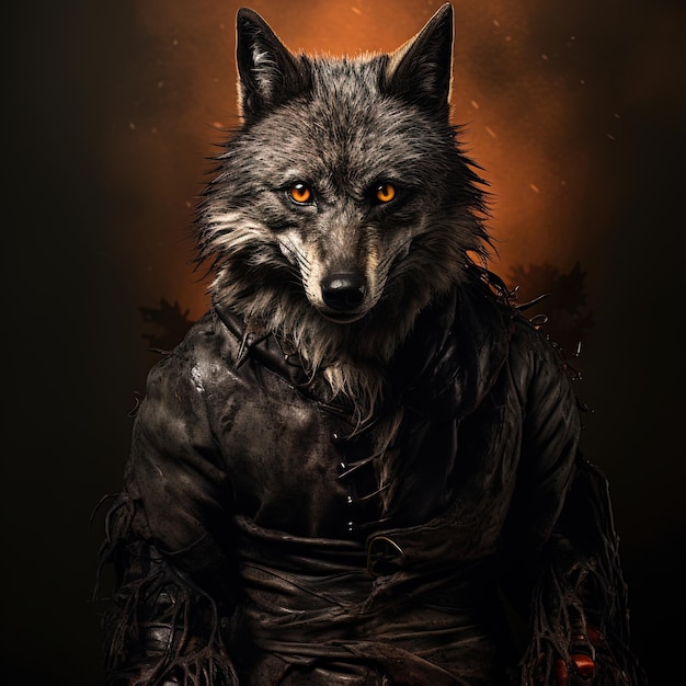 Banner-Poster oder Vorlage für Halloween-Hintergrund mit beängstigendem Wolf-Wald-Mond