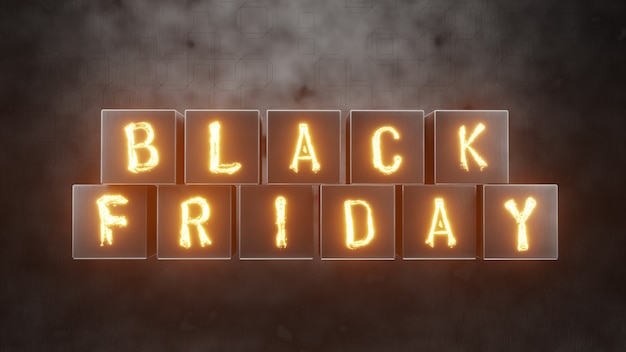 Banner publicitario "Black Friday" render 3D.