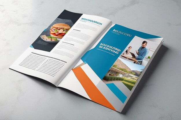 Foto banner publicitario en el folleto de la revista mockup rendering 3d