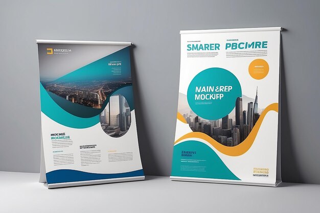 Banner publicitario en el folleto de la revista Mockup Rendering 3D