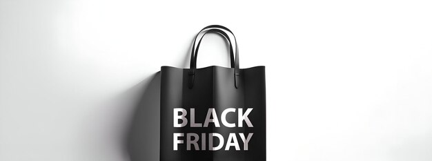 Banner de rebajas de viernes negro con bolsa de compras.