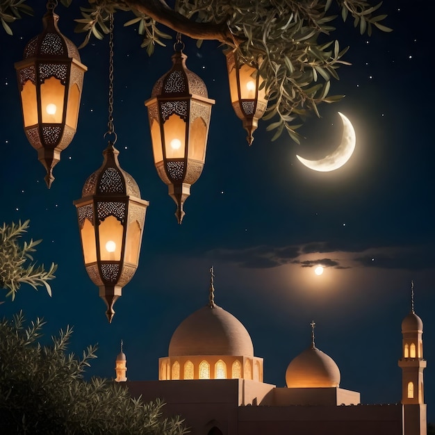 Banner de las redes sociales deseando el Ramadán Mubarak